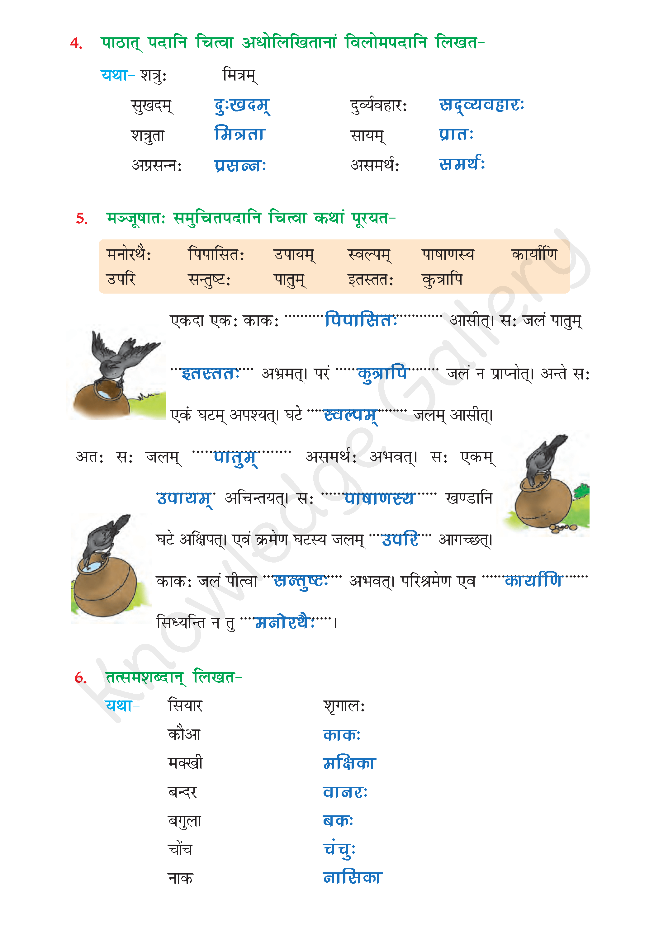 NCERT Solution For Class 6 Sanskrit Chapter 7 part 5